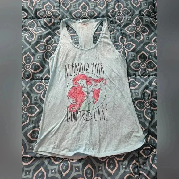 Disney Mermaid Hair Don't Care Pale Blue Tank L - Picture 1 of 4